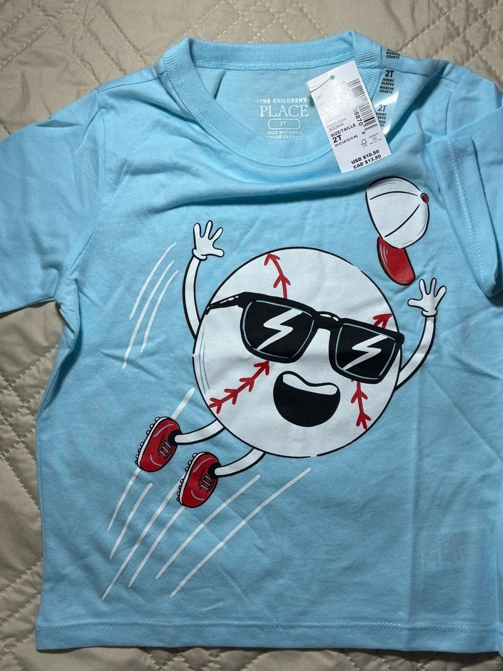The Children's Place 2T Light Blue Baseball Graphic Tee